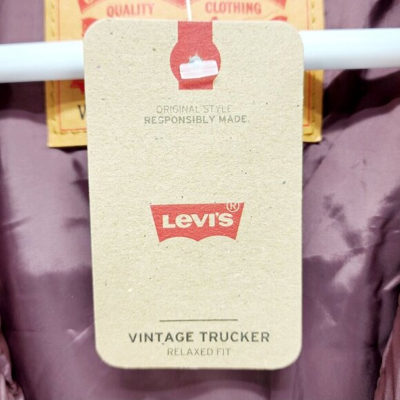 Levi’s Men's Fleece Sherpa Trucker Jacket Vintage Relaxed Fit Brown Size L New - Picture 5 of 16